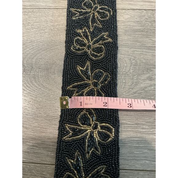 NEW Vintage Talbots Beaded Bow Dress Belt 80s Deadstock Black Twee S Whimsy  Emo